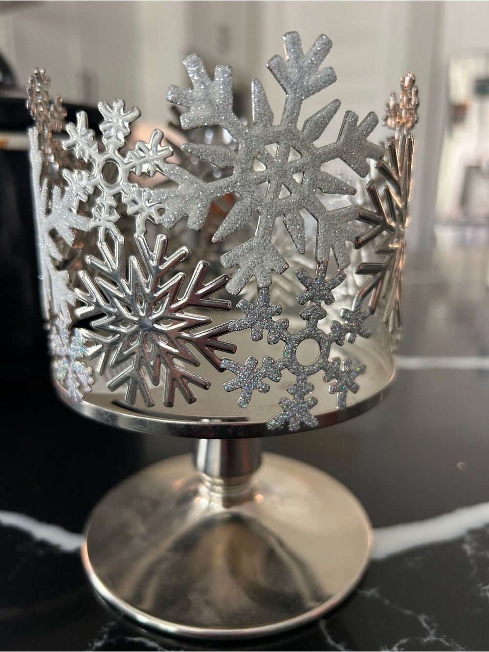 Bath & Body Works Silver Snowflake Candle Holder